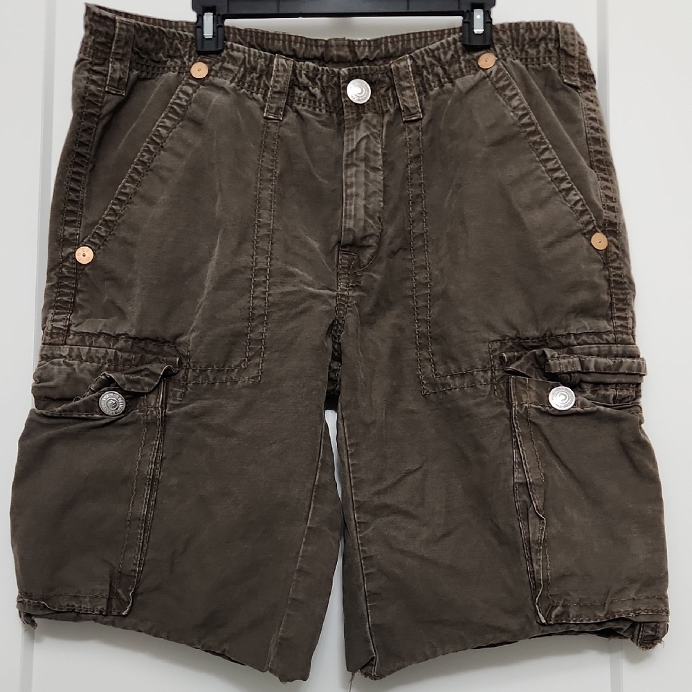 True Religion Dark Brown Cargo Shorts